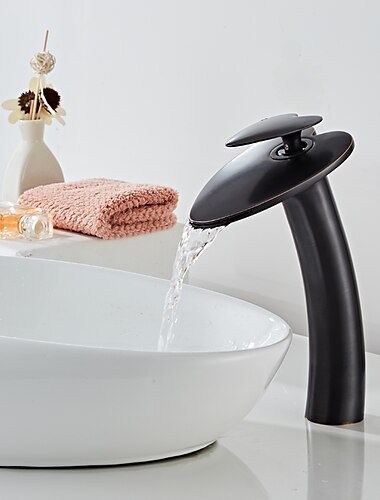  Waschbecken Wasserhahn, Wasserfall Herzform Griff Einhand Einloch Badarmaturen mit Heiß- und Kaltschalter