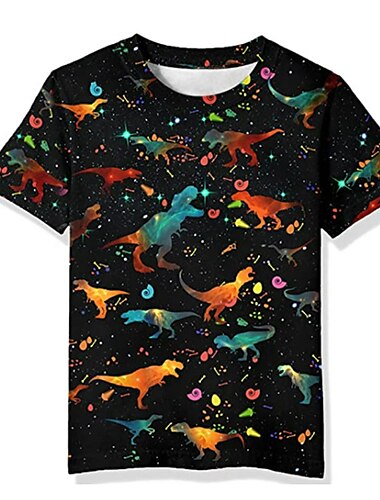  Pojkar 3D Djur Dinosaurie T-shirt Kortärmad 3D-tryck Sommar Vår Aktiv Sport Mode Polyester Barn 3-12 år Utomhus Dagligen Inomhus Normal