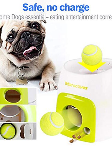  Lanzador de pelotas automático interactivo para perros, máquina de lanzamiento de pelotas de tenis para perros para tamaños pequeños, medianos y grandes
