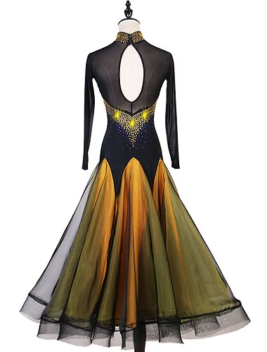  Társastánc Ruha Kristályok / Strasszok Női Teljesítmény Edzés Hosszú ujj Spandex Organza