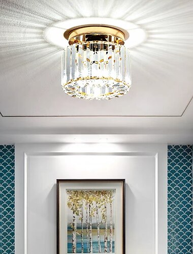  22cmのシーリングライトは水晶の廊下のライトポーチの軽金属の電気メッキされた現代の220-240vを導きました