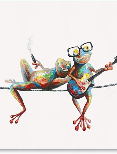  Pintura al óleo pintada a colgar Pintada a mano Cuadrado Animales Moderno Incluir marco interior