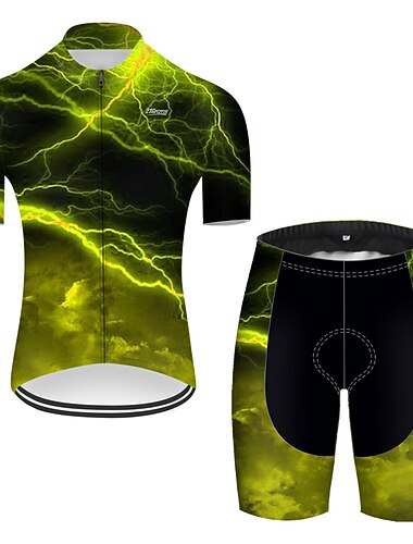  Ανδρικά Φανέλα και σορτς ποδηλασίας Κοντομάνικο Ποδηλασία Βουνού Ποδηλασία Δρόμου Κόκκινο Πράσινο Μαύρο / Μπλε Βαθμίδα Φωτισμός 3D Ποδήλατο Ρούχα σύνολα 3D Pad