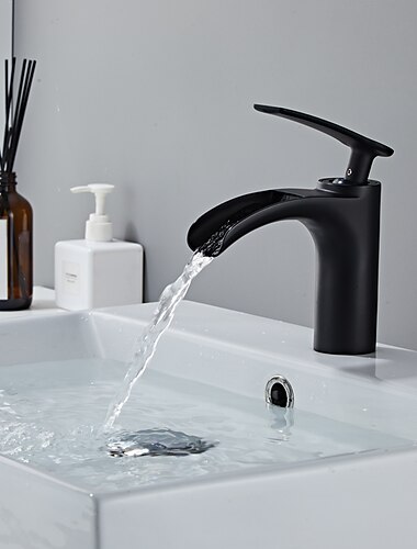  洗面台用蛇口-滝の電気メッキセンターセットシングルハンドル1ホールバスタップ