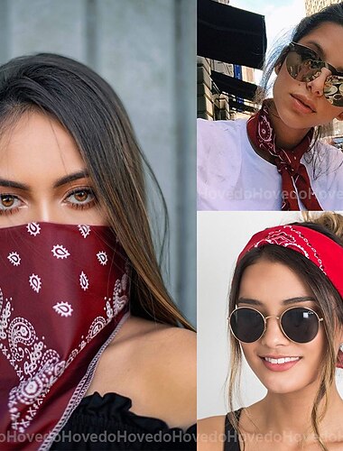  1 pc Per donna Cerchietti Sciarpa per capelli a bandana Per Strada Regalo Per eventi testa Fatto a mano Tessuto Nero Blu Rosso scuro