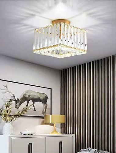  23cm luces de techo led cristal pasillo luz porche luz cuadrado metal galvanizado moderno 220-240v