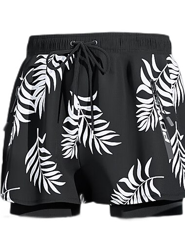  Voor heren Lange zwembroeken Zwemshorts Sneldrogend Lichtgewicht Boardshorts Badpak Met zakken Compressievoering Trekkoord Zwemmen Surfen Strand Watersport Effen Zomer