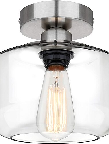  Halbbündige Deckenleuchte, moderne Leuchte mit Glasschirm, ölgeriebenes Bronze-Finish für Flur, Küche, Badezimmer, Schlafzimmer, Durchgang