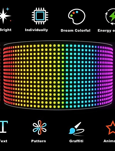  ws2812b rgbic 5050smd led panneau matriciel 256 pixels adressable individuellement programmable numérique led panneau matriciel flexible fpcb pour arduino raspberry image vidéo texte dc5v