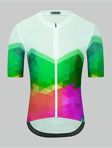  21Grams Herren Radtrikot fahrradbekleidung Fahrradtrikot Kurzarm Fahhrad Shirt mit 3 Gesäßtaschen MTB Mountain Rennrad Atmungsaktiv Rasche Trocknung Feuchtigkeitsabsorbierend Weiß Grün Gelb Streifen