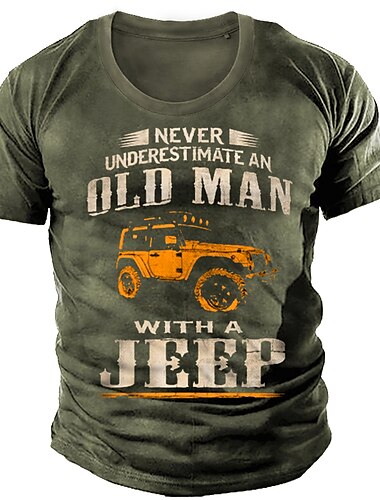  Per uomo Pop art Auto Alfabetico maglietta Maglietta da uomo anziano Manica corta maglietta Girocollo Camicia Vintage Di tendenza Classico Esterno Informale Giornaliero Nero Verde militare Blu Estate