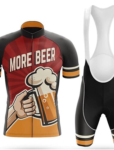  21Grams Herren Radtrikot mit Radhose kurz Trägern fahrradbekleidung set Kurzarm MTB Mountain Rennrad Schwarz Grün Marinenblau Oktoberfest-Bier Fahhrad Sportkleidung 3D-Pad Atmungsaktiv Rasche