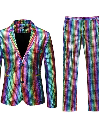  Schijf Jaren '80 Broeken Outfits Pakken en blazers Voor heren Carnavalskostuum Maskerade Prestatie Feest Club Volwassenen Jas Broeken Alle seizoenen