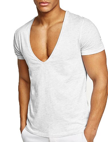  Voor heren T-shirt Korte mouw V-hals Zomer Effen Sport Modieus Lichtgewicht Casual Vakantie Feestdagen Wit Rood Grijs Top T-shirt voor mannen