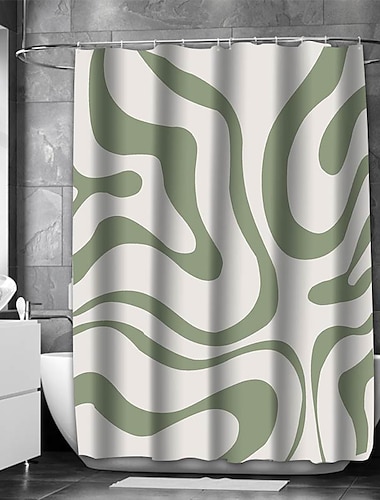  salbeigrüner Duschvorhang für Badezimmer, wasserdichter Liner, Baddekor, strukturierter Stoff, Duschvorhang-Sets mit Haken, maschinenwaschbar