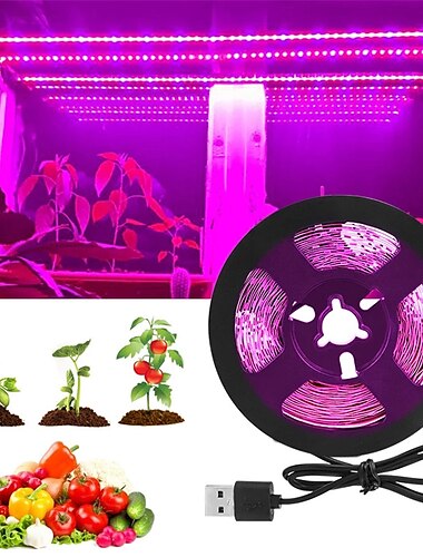  5m led crece la luz de espectro completo dc 5v usb luz de la planta crecer tira de led phyto lámpara para vegetales flor plántulas tienda de cultivo caja ip65