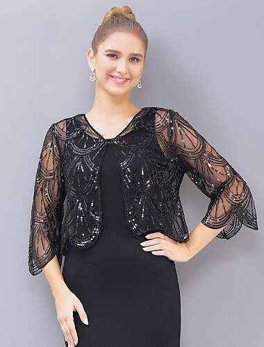  Retro Vintage Goldene Zwanziger 1920er Umhang Partykostüm Maskerade Der große Gatsby Charleston Hochzeitsgast Pailletten Damen Maskerade Hochzeit Hochzeitsgast Party / Abend Erwachsene Schal