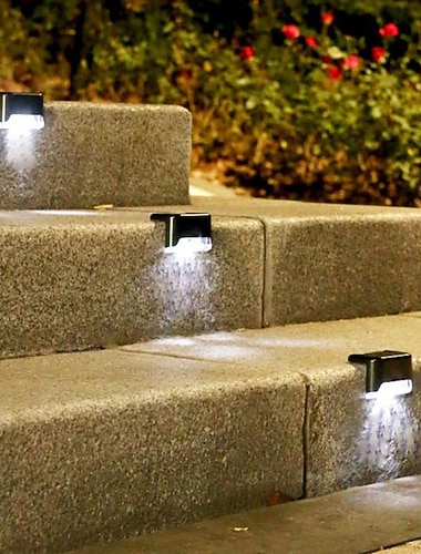  4 stk solar trin lys udendørs led dæk trappe lys vandtæt led til have hegn trin gelænder trappe gård terrasse gang ferie lys