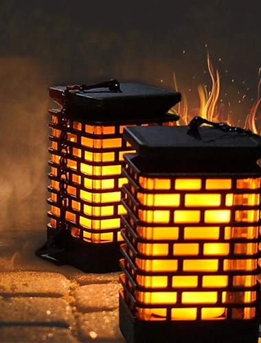  Linterna de llama solar: luz LED impermeable para exteriores, camino de jardín, 99 LED, llama parpadeante danzante, carga USB para patio, balcón y decoración de paisajes
