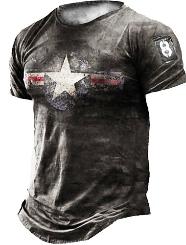  Herren Unisex Stern Grafikdrucke T Shirt Verwaschenes T-Shirt Kurzarm T-Shirt 3D-Druck Rundhalsausschnitt Hemd Vintage Sport Designer Outdoor Straße Täglich Leicht Braun Gold Braun Sommer Bekleidung