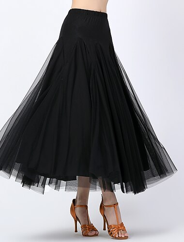  رقص الصالة تنانير ruching في ربط قماش رقيق شفاف نسائي التدريب أداء ارتفاع عال تول بوليستر