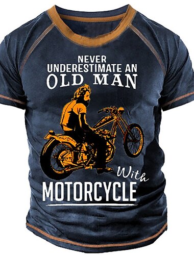  Homme Graphic Lettre Moto T shirt T-shirts drôles T-shirts à slogan Manche Courte T-shirt 3D effet Col Ras du Cou Chemise Rétro Vintage Mode basique Plein Air Casual du quotidien Noir Bleu Violet Eté