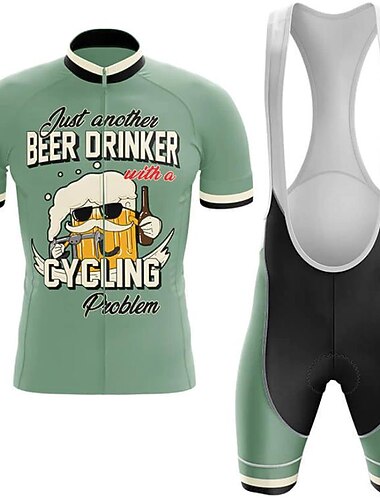  Herr Cykeltröja med Haklapp-shorts Kortärmad Bergscykling Vägcykling Sommar Vår Röd Marinblå Blå Rolig Oktoberfestöl Glöm inte ölen efter turen Cykel 3D Tablett Snabb tork Bakficka Fuktabsorberande