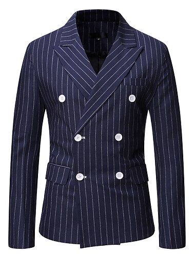  blazer casual da uomo regular blazer gessato vestibilità regolare nero blu navy grigio 2024