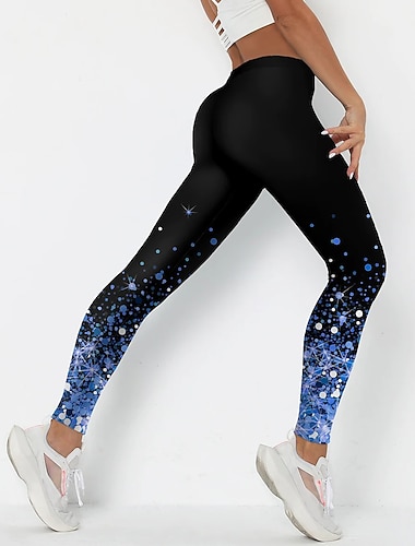  Női Jóga nadrág Alakformáló Hasformáló Magas derék Pilates Edzőterem edzés Fitnesz Háromnegyedes leggingek Alsók Színátmenet Folt Fekete Sárga Kék Spandex Sport Sportruházat Nyúlós Sovány