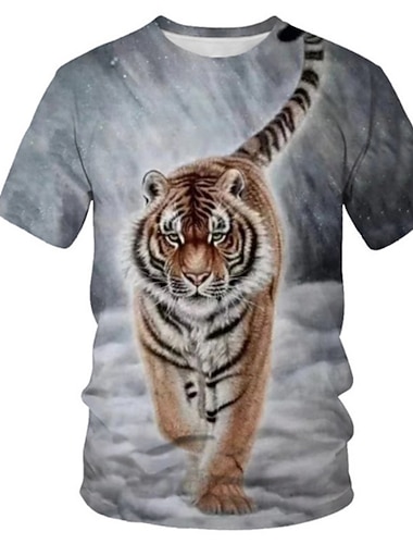  Da ragazzo 3D Animali Tigre maglietta Manica corta Stampa 3D Estate Primavera Attivo Sportivo Di tendenza Bambino 3-12 anni Esterno Giornaliero Standard