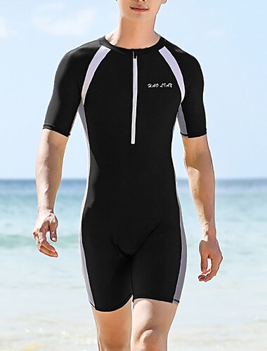  Per uomo Muta da sub Protezione solare UV Asciugatura rapida Leggero Manica corta Costume da bagno Zip frontale Nuoto Immersioni Surf Snorkeling Collage Estate / Elevata elasticità / Spiaggia