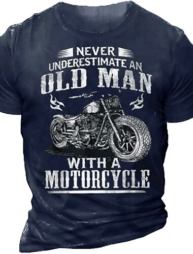  Herren Graphic Motorräder Lustige T-Shirts Altes Mann-T-Shirt Kurzarm T-Shirt 3D-Druck Rundhalsausschnitt Hemd Modisch Basic Klassisch Strasse Casual Täglich Marineblau Sommer Bekleidung S M L XL 2XL
