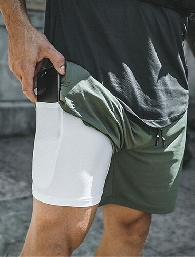  Herren Aktiv Shorts Laufshorts Freizeitshorts Sport im Freien Täglich Komfort Atmungsaktiv Tasche Kordelzug Elastischer Bund Einfarbig Kurz Stilvoll Lässig / Sportlich Sportkleidung Weiß&Blau wei