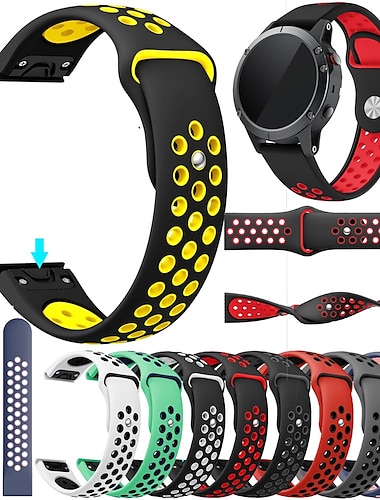  Pulseiras de Relógio para Garmin MARQ Descent G1 Fenix 7 Sapphire Solar / 6 Pro / 5 Plus Forerunner 935 945 Approach S60 S62 Silicone Substituição Alça Ajuste rápido 22mm Respirável Pulseira Esportiva
