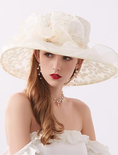  Vintage Stil Elegant Organza Hatte med Applikationer  Blomst  Ren Farve 1 PC Casual  Ferie  Melbourne Cup Hovedpynte Kjole at imponere Hatte Race Dag Kjole