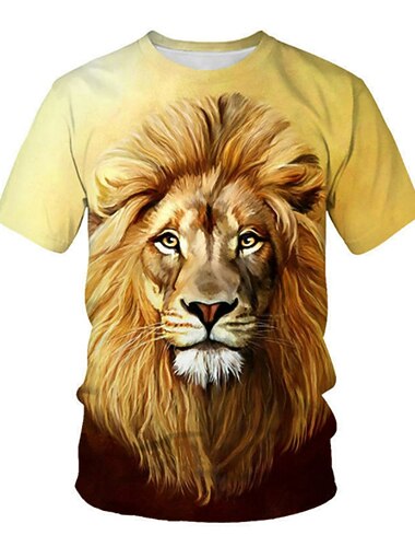  Garçon 3D Animal Lion T-shirt Manche Courte 3D effet Eté Printemps Actif Sportif Mode Enfants 3-12 ans Extérieur du quotidien Standard