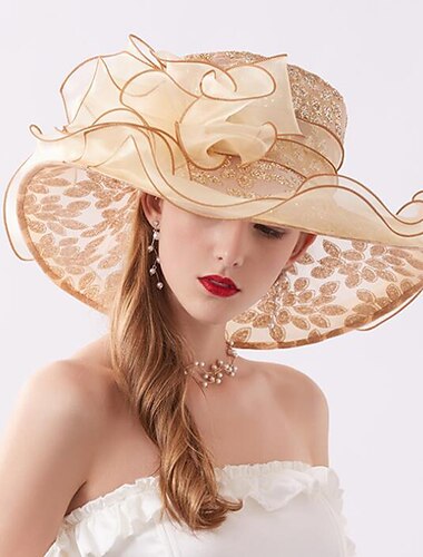  Sombreros de Organza Elegantes de Estilo Vintage con Apliques  Flor  Color Sólido 1 PC Casual  Fiesta  Sombrero de la Copa de Melbourne para impresionar en el Derby 2025