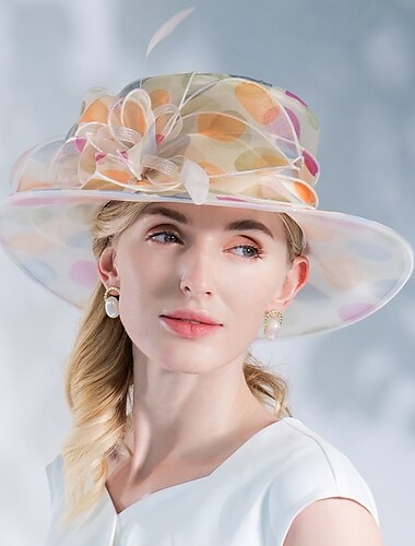  Leinen/Seide/Organza Kentucky Derby Hut/Hüte/Kopfbedeckung mit Blumen 1 Stk Besondere Gelegenheit Freizeit Tee-Party Haarschmuck Kleid um Eindruck zu hinterlassen Renn-Tag-Kleid 2025
