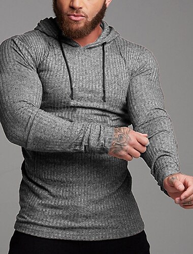  Miesten Huppari Musta Valkoinen Harmaa Hupullinen Yhtenäinen väri Textured Urheilu ja ulkoilu Polyesteri Aktiivinen Talvi Vaatetus Hupparit paidat Pitkähihainen Ohut