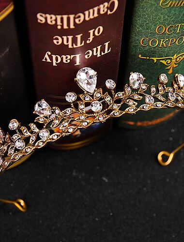  Krone Tiara Hårtilbehør Rhinsten Legering Bryllup Fest  Aften Bryllup Prinsesse Med Metal Krystaller  Rhinsten Hovedpryd Hovedbeklædning klæd dig at imponere
