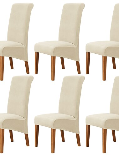  6 kpl samettia muhkeat xl ruokapöydän tuolin päälliset, viininpunainen joustava tuolin päällinen, spandex korkean selkänojan suojat istuinpäällinen kuminauhalla ruokasaliin, häihin