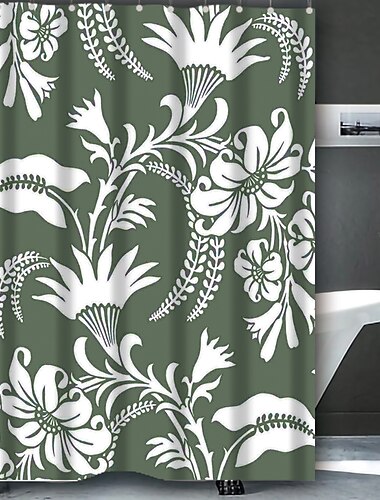  Saliegroen Douchegordijn met Haken Waterproof 180cm*180cm(70"*70") voor Badkamer Liner Bad Decor Textured Stof Douchegordijn Sets Machinewasbaar