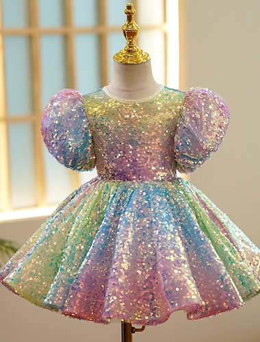  女子 3D 色 ドレス 半袖 夏 春 結婚式 パーティー かわいいスタイル プリンセス 子供 3〜12年 A ラインドレス チュールワンピース マキシ レギュラー