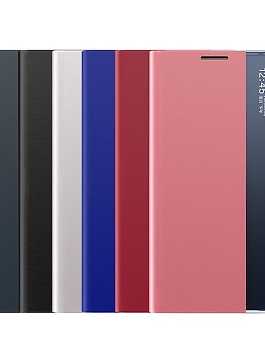  telefon fodral Till Samsung Galaxy S24 S23 S22 S21 Ultra Plus A72 Fodral Auto viloläge / vakna Magnetisk flip Stöd Solid färg TPU PU läder
