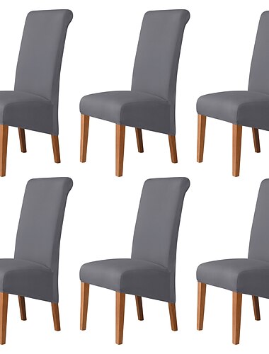  Lot de 6 housses de chaise de salle à manger en élasthanne bordeaux à dossier haut, housse de protection de siège avec bande élastique pour salle à manger, mariage, cérémonie, banquet