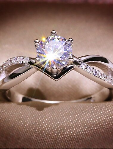  1 pc Bague / Anneaux For Femme Zircon cubique Blanc Mariage Anniversaire Cadeau Alliage Classique