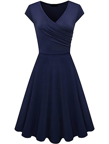  dames a-lijn jurk korte mini-jurk beige korte mouw pure kleur ruches lente zomer v-hals elegant klassiek 2023 4xl