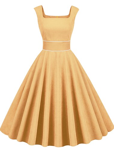  Retro Vintage 1950er Urlaubskleid Cocktailkleid Kleid Schlagkleid Damen Erwachsenenkostüm Vintage Cosplay Casual Daily Ärmellos Midi A-Linienkleid Maskerade