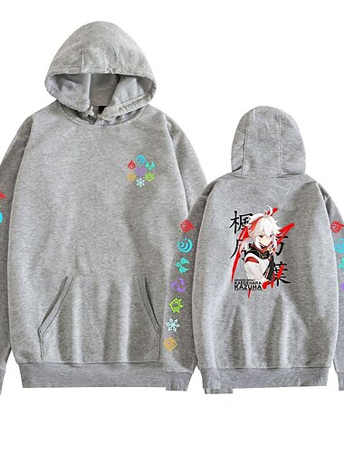  Genshin Impact Kaedehara Kazuha Hattetrøje Anime Tegneserie Animé Harajuku Graphic Kawaii Til Par Herre Dame Voksne Tilbake til Skolen Varmstempling