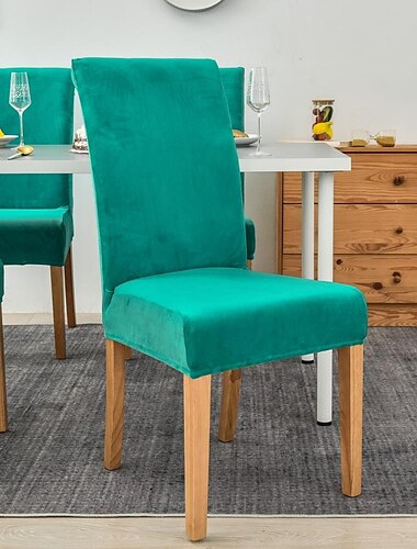  Elastischer Esszimmerstuhlbezug Grüner Stuhlsitzbezug Stuhlhussen Samt elastisch für Esszimmer Party Hotel Hochzeit weich waschbar
